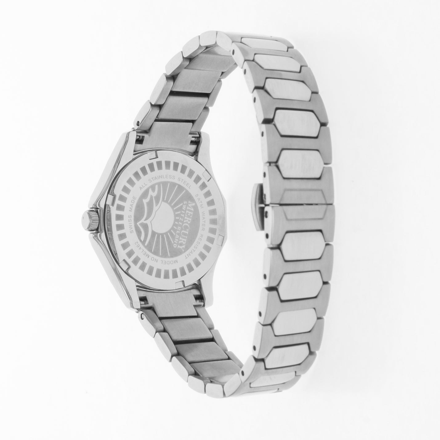 ساعة ميركوري النسائية السويسرية بحركة كوارتز ولون مينا أبيض لؤلؤي - MER-0021