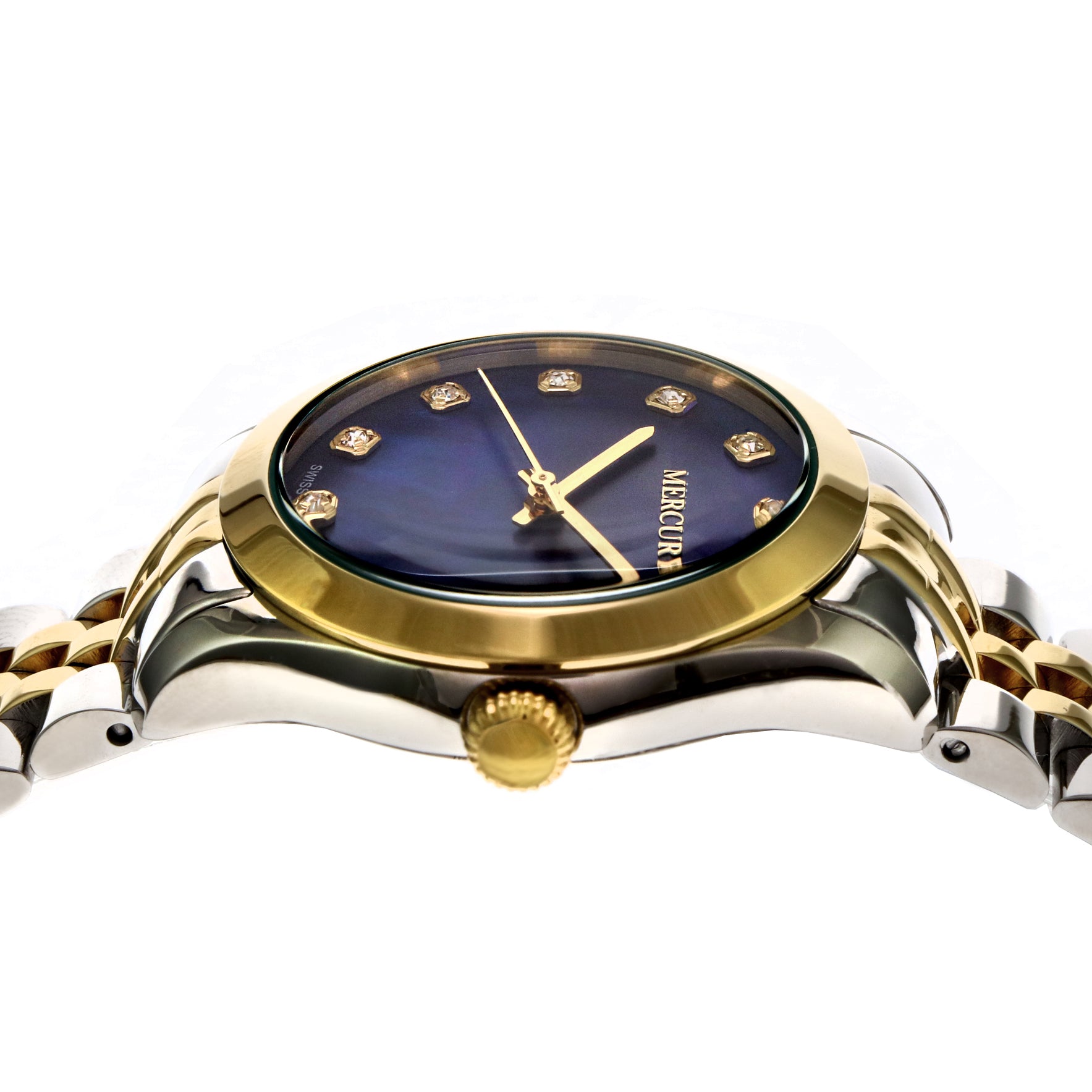 ساعة ميركوري النسائية السويسرية بحركة كوارتز ولون مينا أزرق - MER-0025