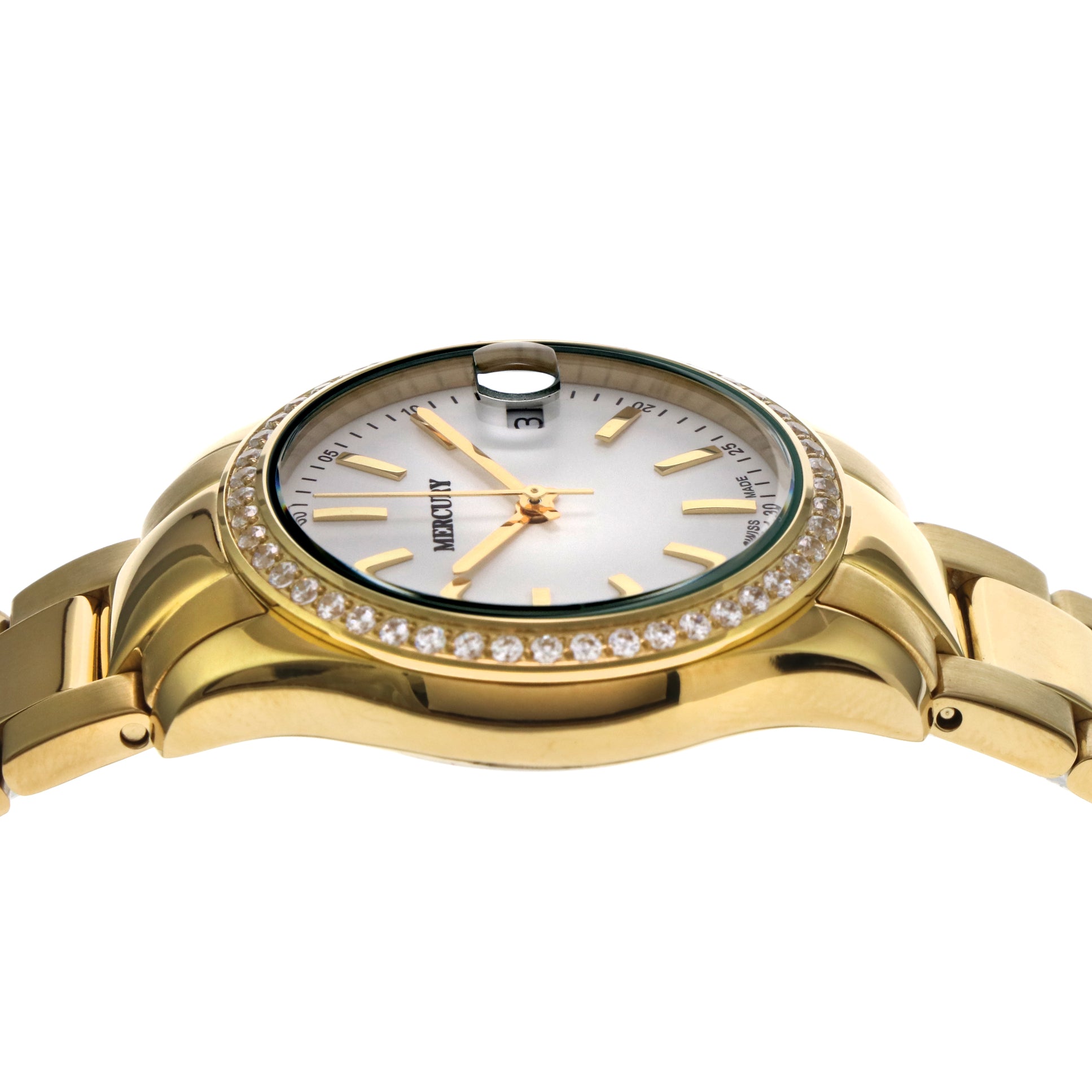 ساعة ميركوري النسائية السويسرية بحركة كوارتز ولون مينا أبيض - MER-0029