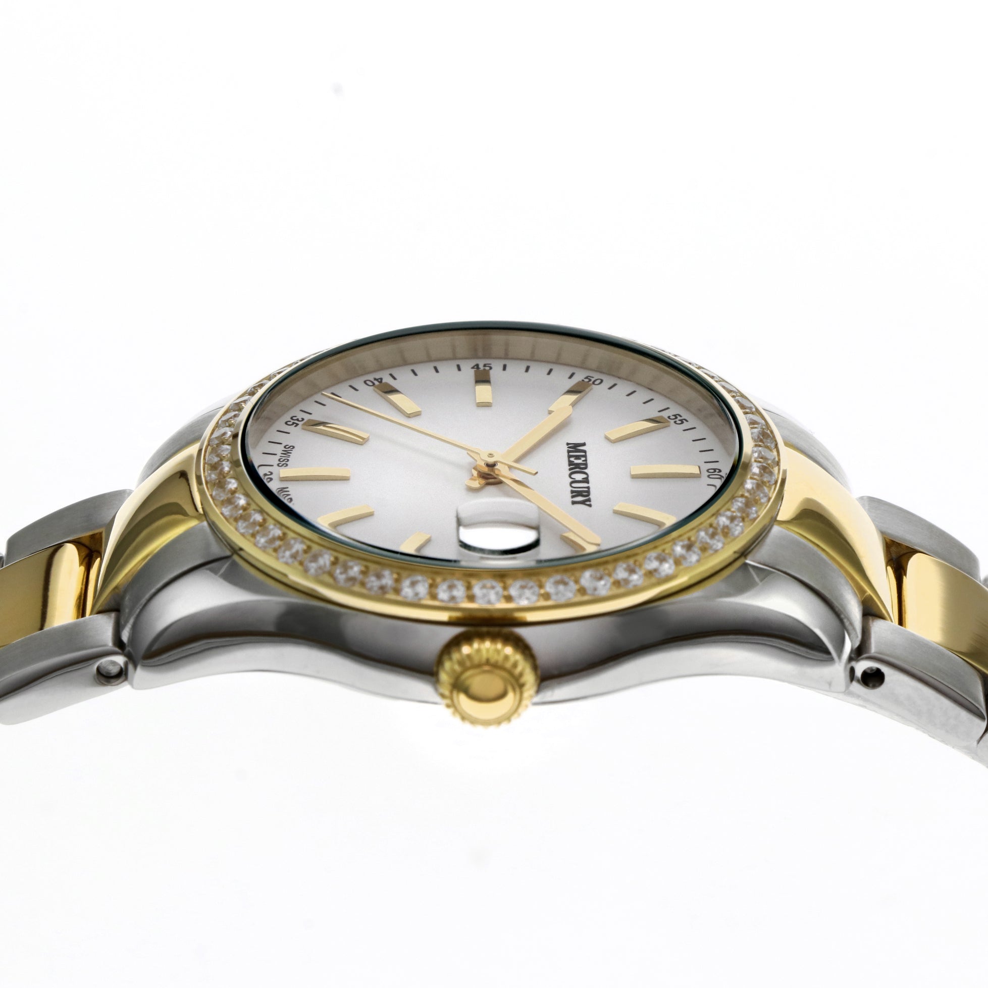 ساعة ميركوري النسائية السويسرية بحركة كوارتز ولون مينا أبيض - MER-0030