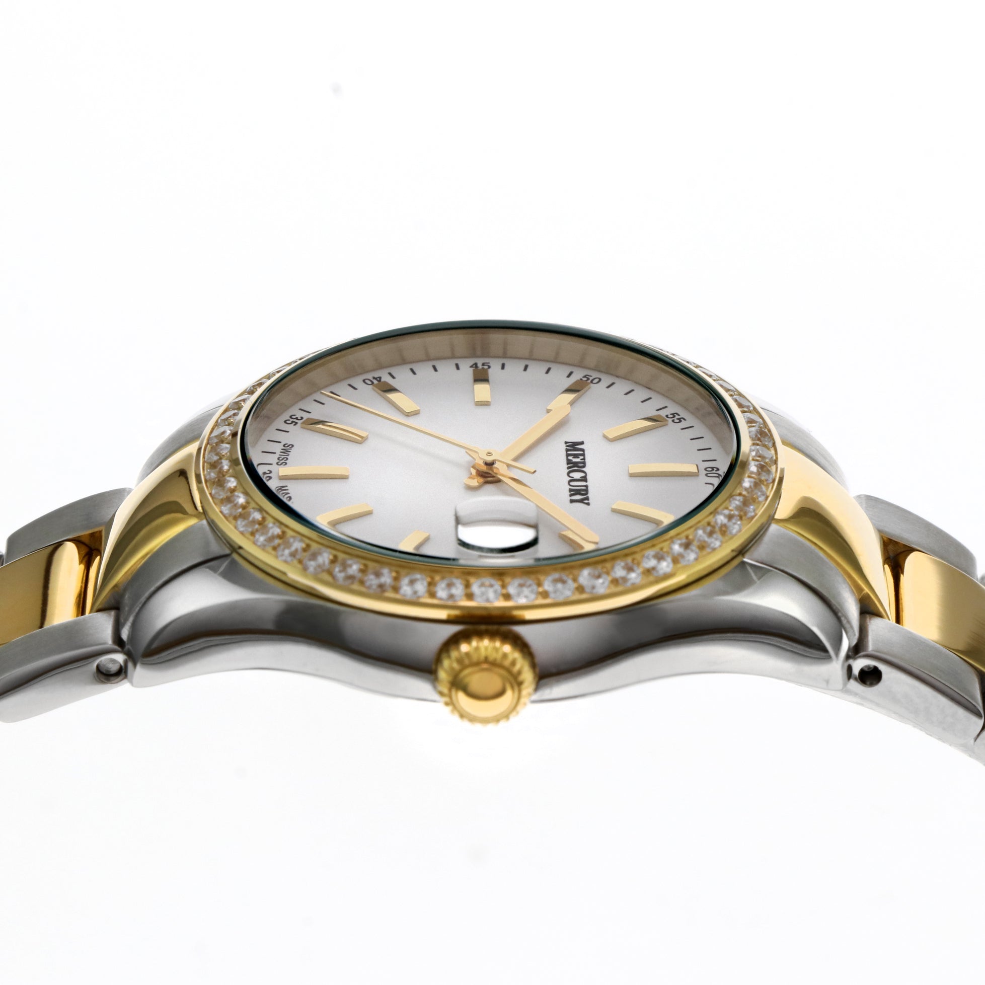 ساعة ميركوري النسائية السويسرية بحركة كوارتز ولون مينا أبيض - MER-0032