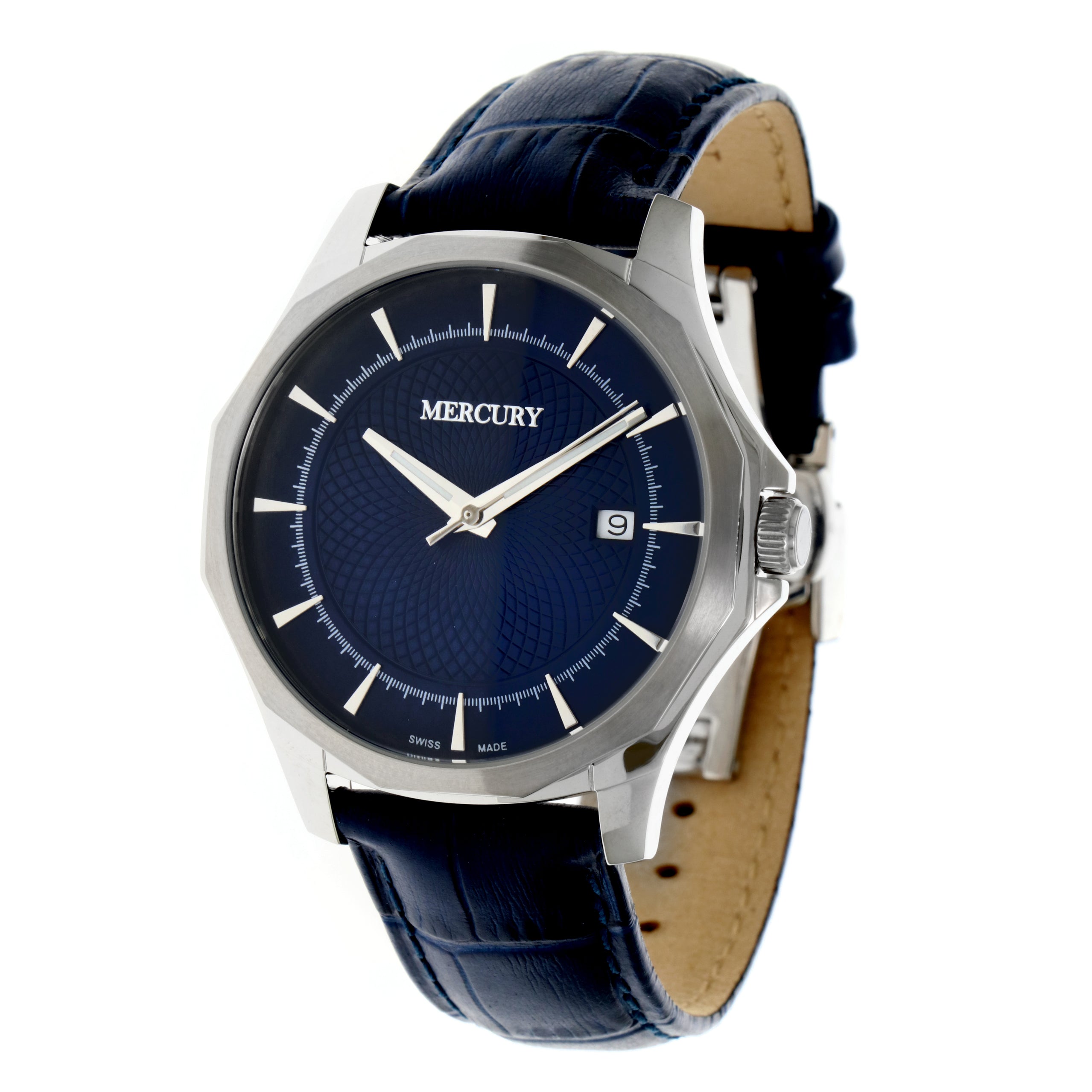 ساعة ميركوري الرجالية السويسرية بحركة كوارتز ولون مينا أزرق - MER-0044