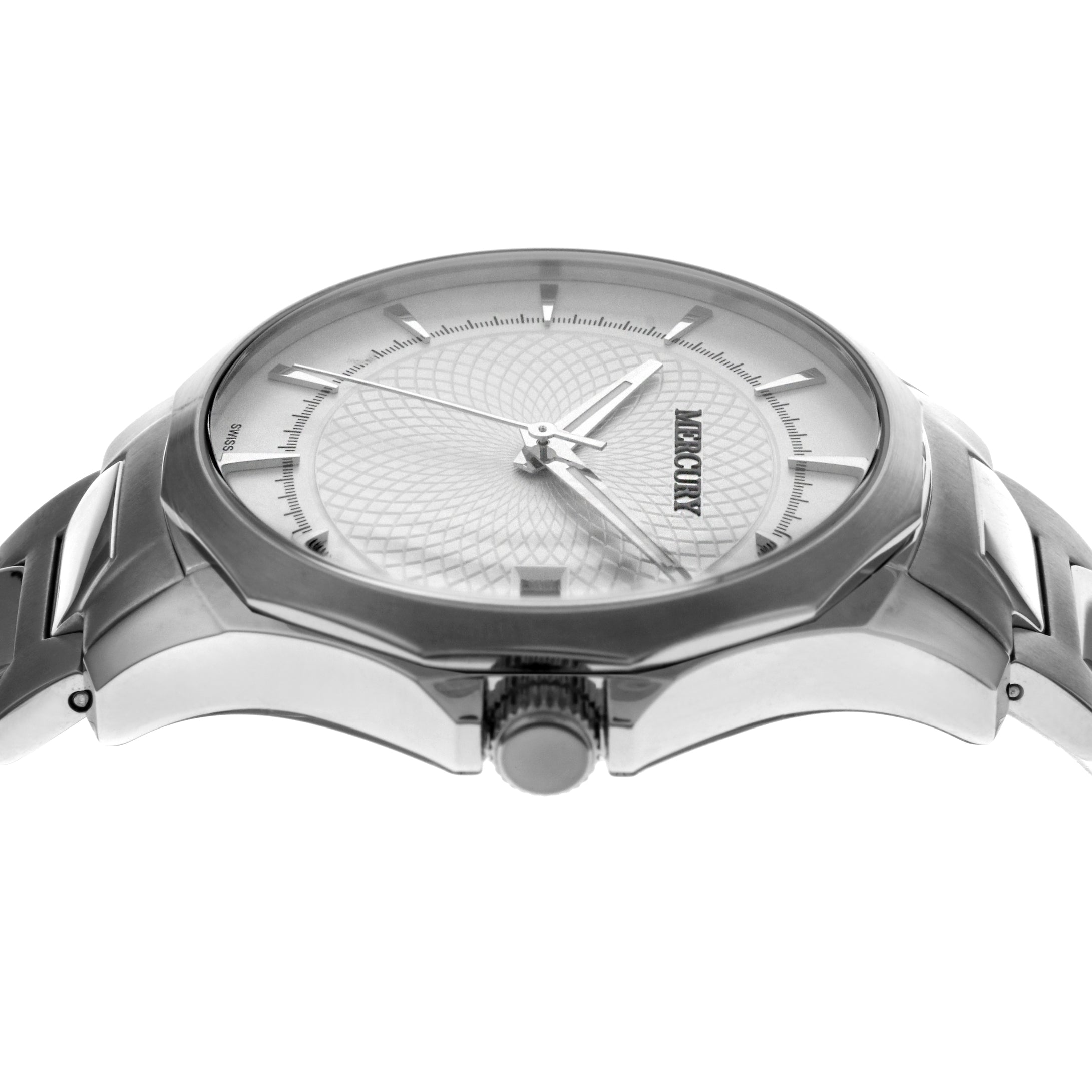 ساعة ميركوري الرجالية السويسرية بحركة كوارتز ولون مينا أبيض - MER-0045