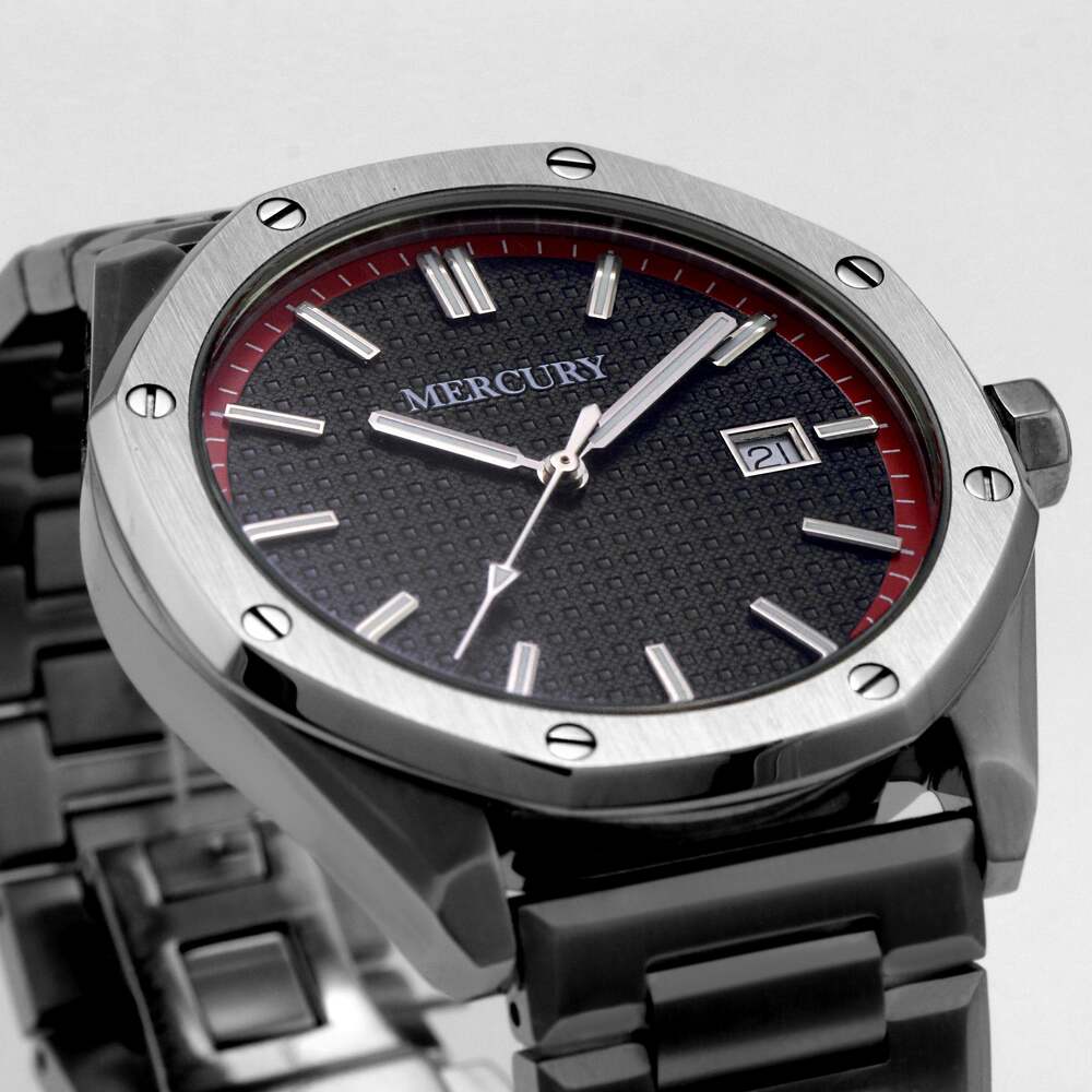 Mercury Men's Watch, Quartz Movement, Black Dial - MER-0094