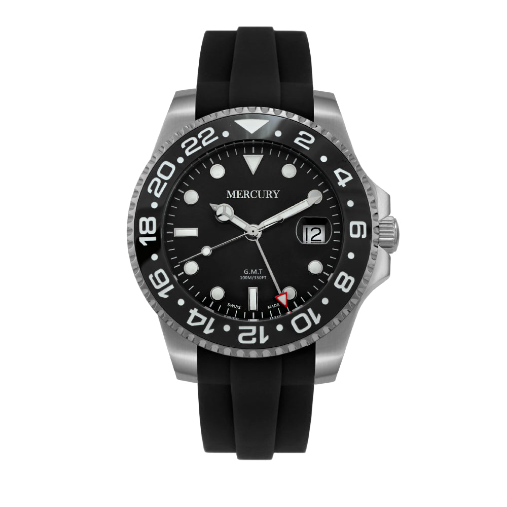 ساعة ميركوري الرجالية بحركة كوارتز ولون مينا أسود - MER-0112