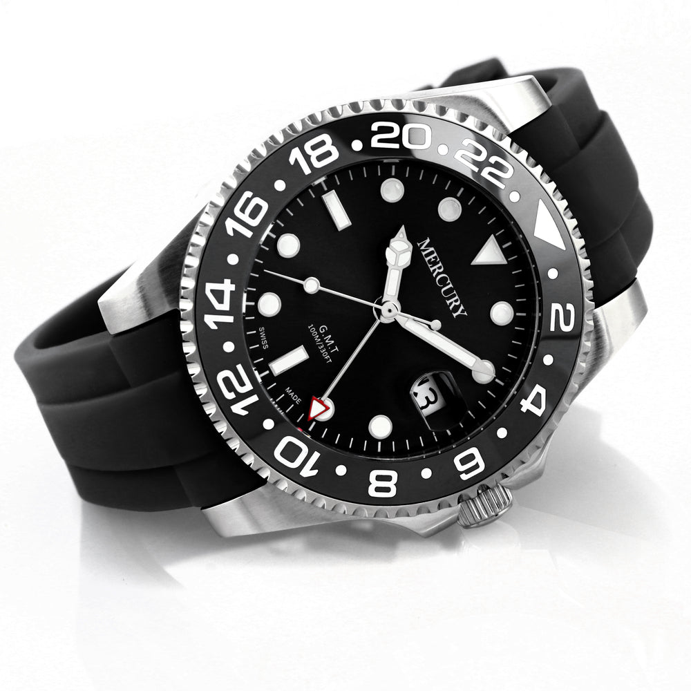 Mercury Men's Watch, Quartz Movement, Black Dial - MER-0112