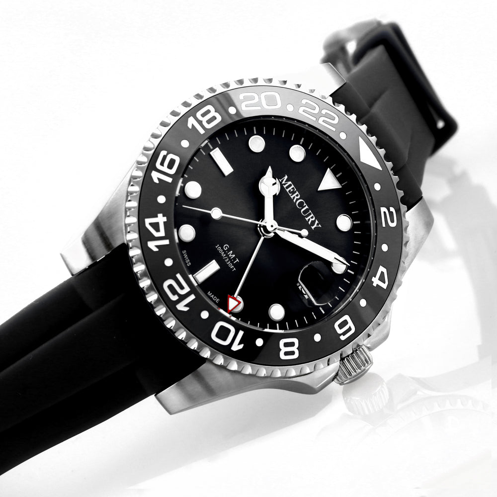 Mercury Men's Watch, Quartz Movement, Black Dial - MER-0112