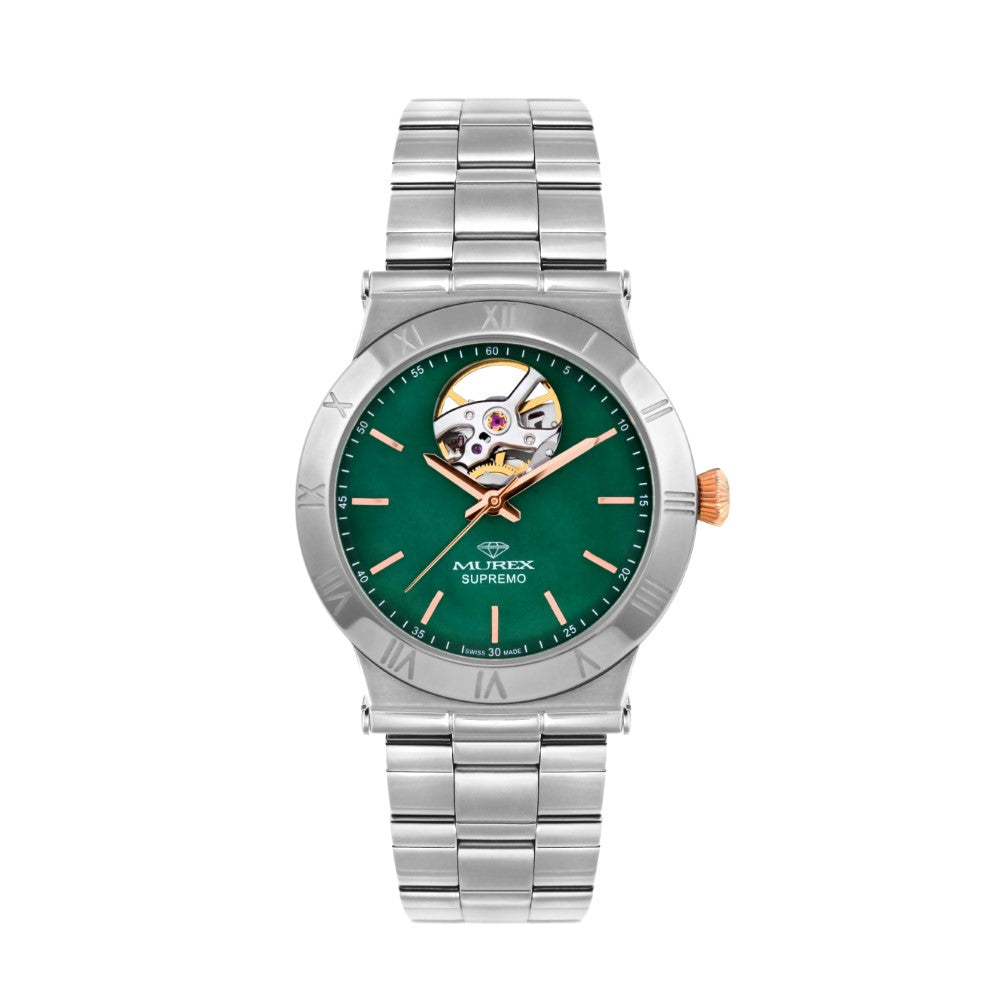 ساعة موريكس النسائية بحركة أوتوماتيكية ولون مينا أخضر - MUR-0072