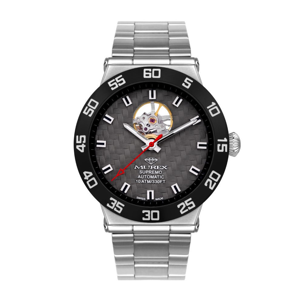 ساعة موريكس الرجالية بحركة أوتوماتيكية ولون مينا رمادي - MUR-0073