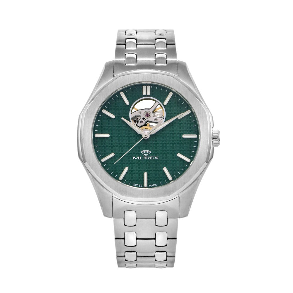 ساعة موريكس الرجالية بحركة أوتوماتيكية ولون مينا أخضر - MUR-0076