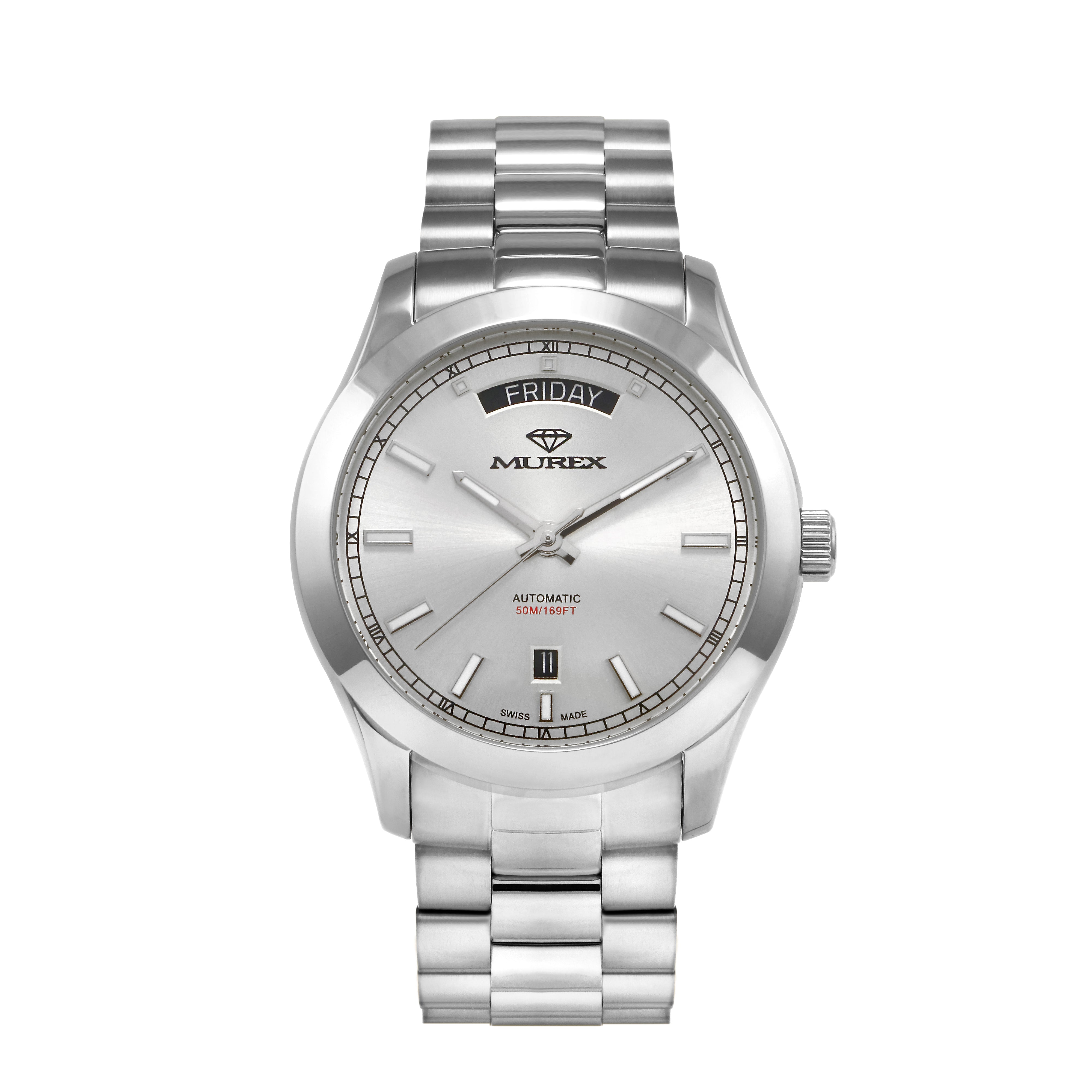 ساعة موريكس الرجالية بحركة أوتوماتيكية ولون مينا أبيض - MUR-0124