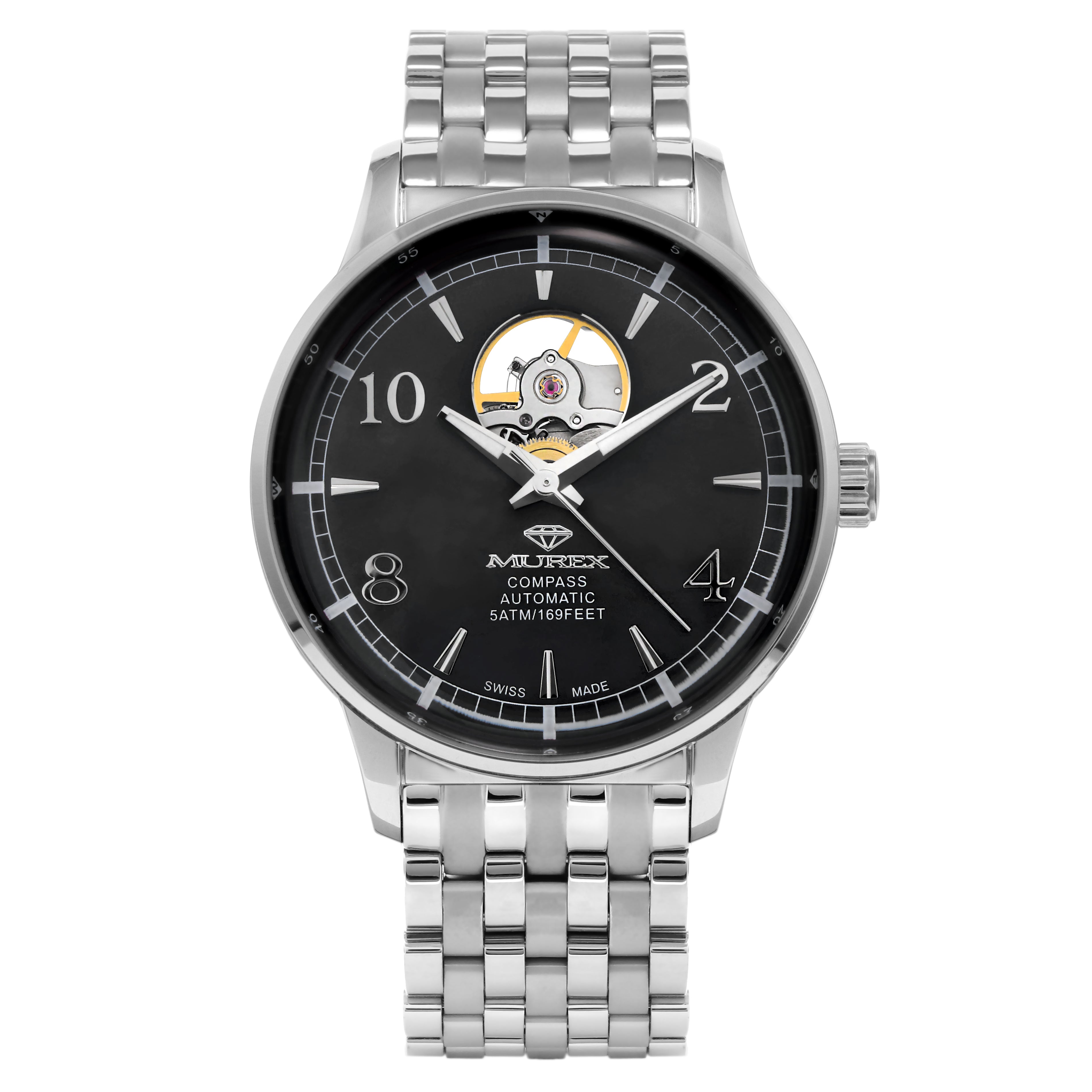 ساعة موريكس الرجالية بحركة أوتوماتيكية ولون مينا رمادي - MUR-0122