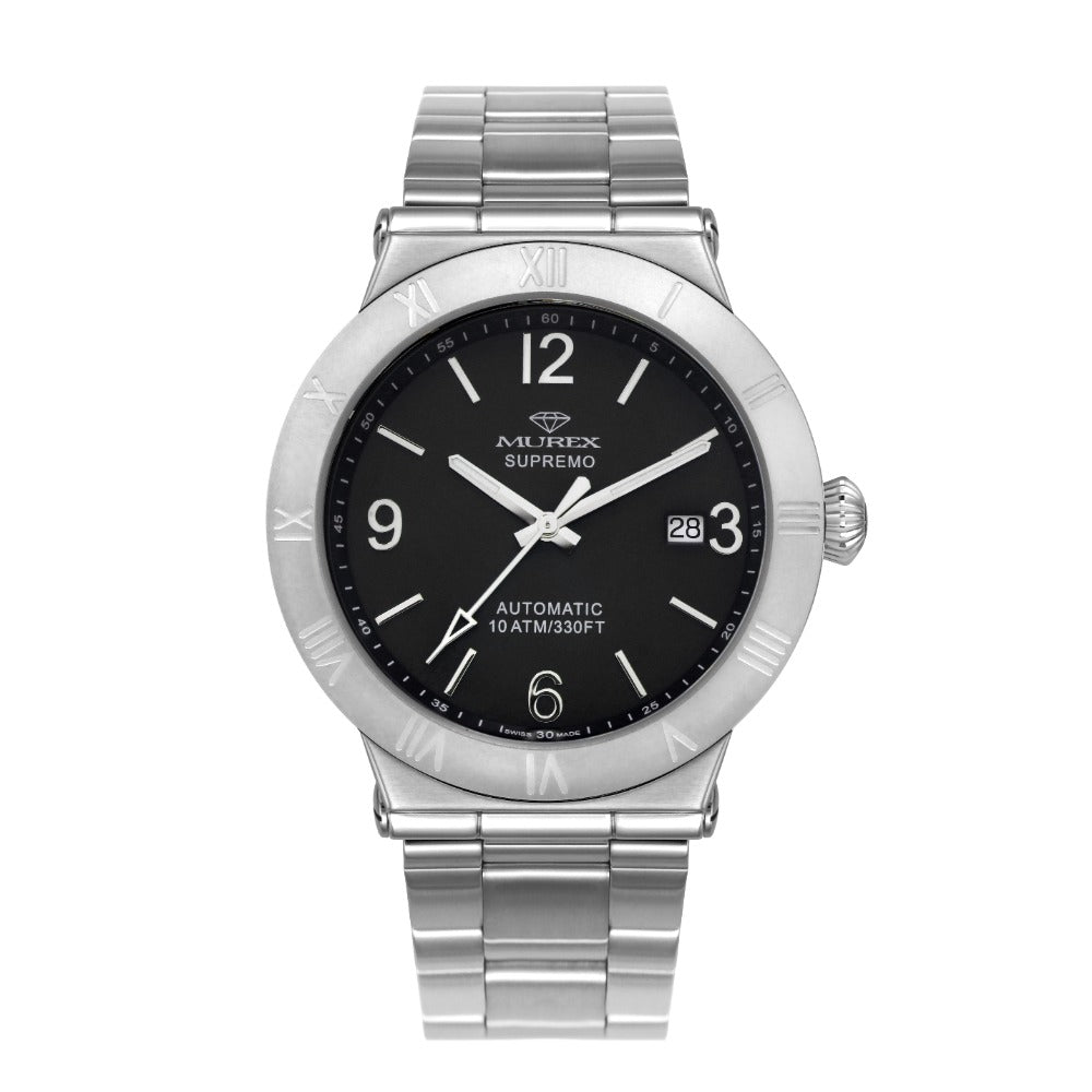 ساعة موريكس الرجالية بحركة أوتوماتيكية ولون مينا أسود - MUR-0118