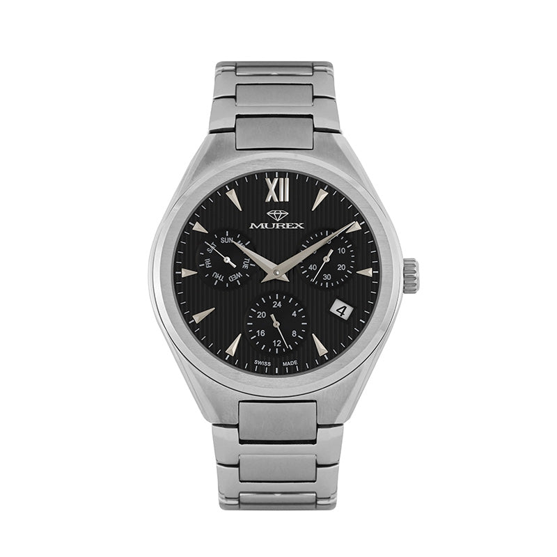 ساعة موريكس الرجالية بحركة كوارتز ولون مينا أسود - MUR-0244