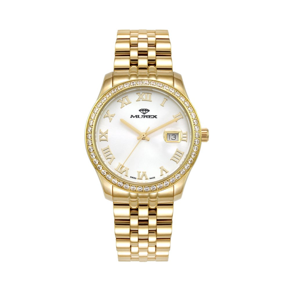 ساعة موريكس النسائية بحركة كوارتز ولون مينا أبيض لؤلؤي - MUR-0016