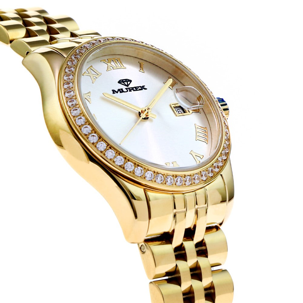 ساعة موريكس النسائية بحركة كوارتز ولون مينا أبيض لؤلؤي - MUR-0016