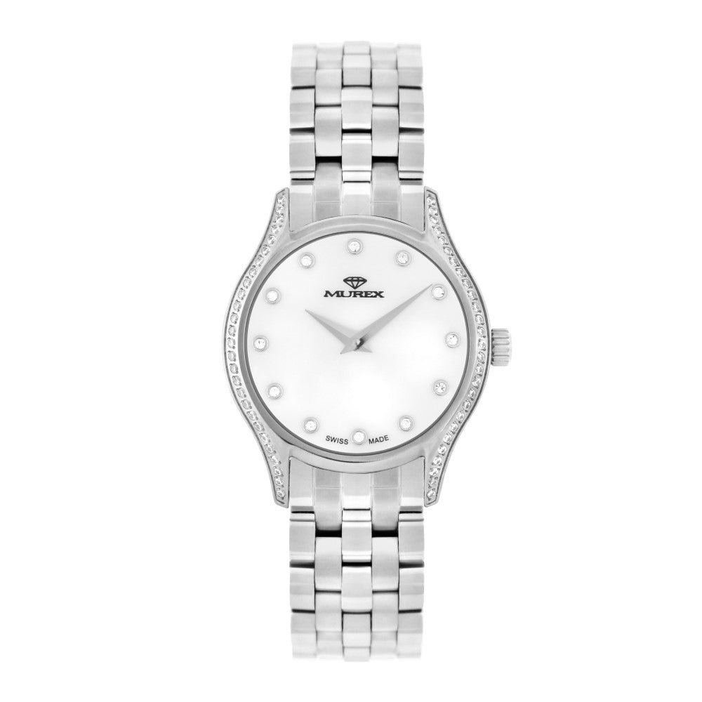 ساعة موريكس النسائية بحركة كوارتز ولون مينا أبيض لؤلؤي - MUR-0026