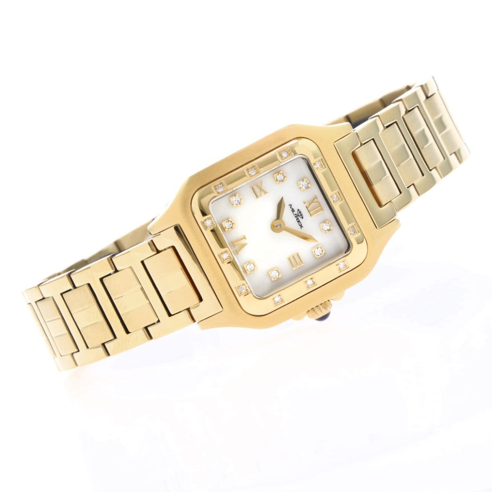 ساعة موريكس النسائية بحركة كوارتز ولون مينا أبيض لؤلؤي - MUR-0098 (20/D 0.12CT)