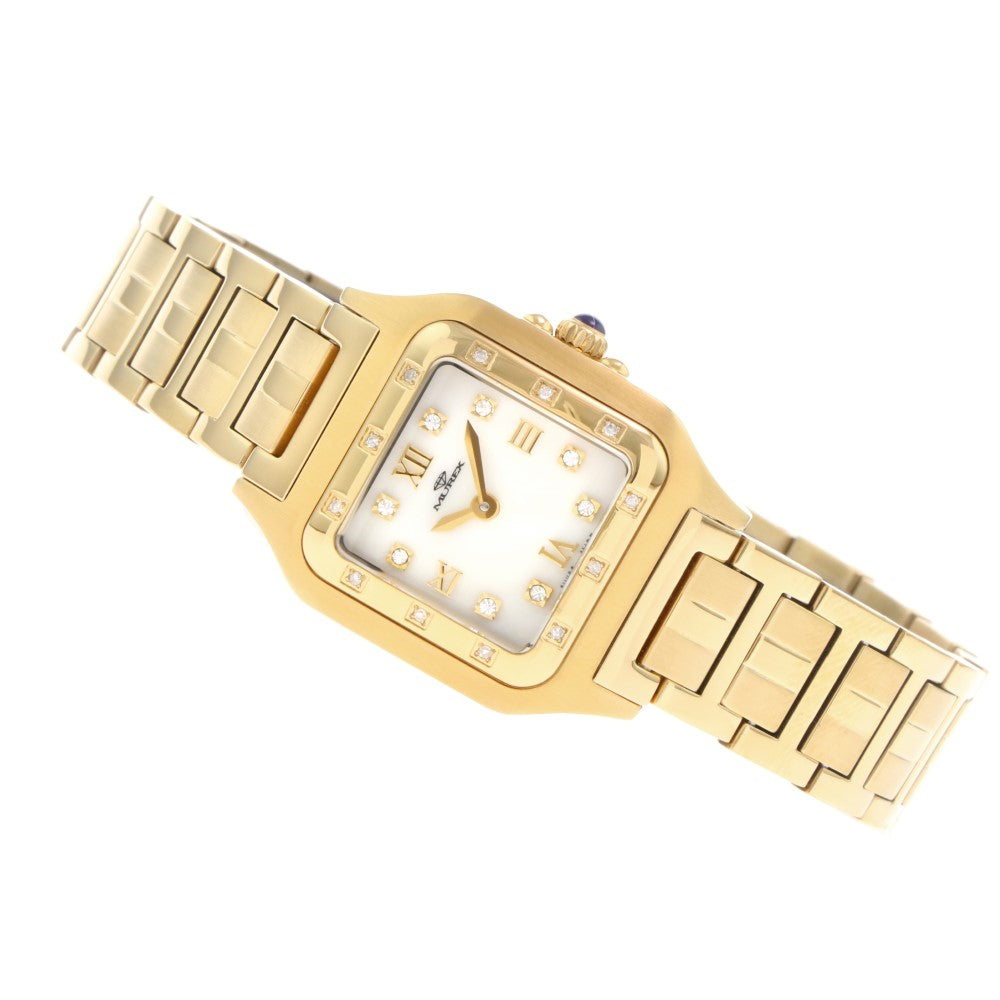 ساعة موريكس النسائية بحركة كوارتز ولون مينا أبيض لؤلؤي - MUR-0098 (20/D 0.12CT)