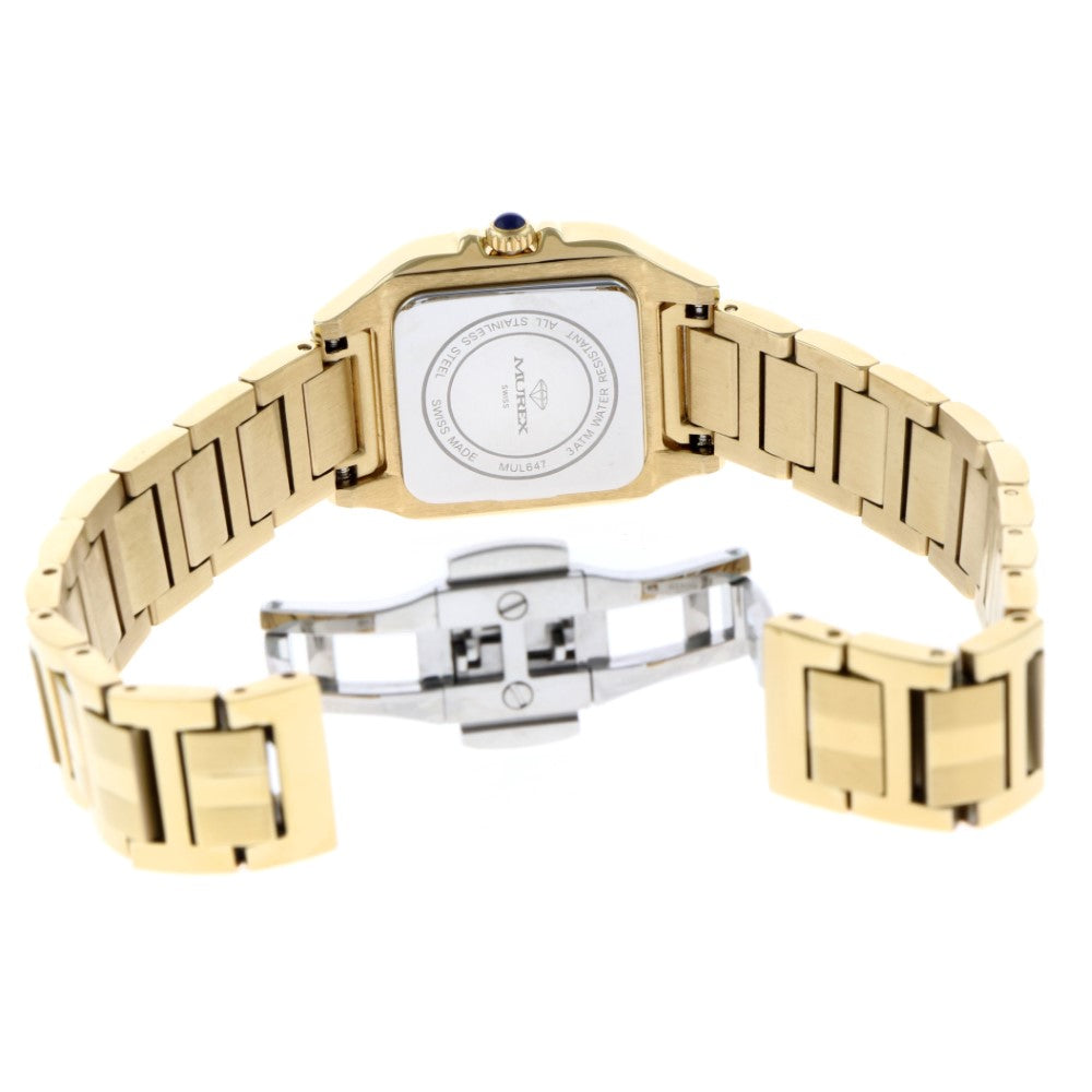 ساعة موريكس النسائية بحركة كوارتز ولون مينا أبيض لؤلؤي - MUR-0098 (20/D 0.12CT)