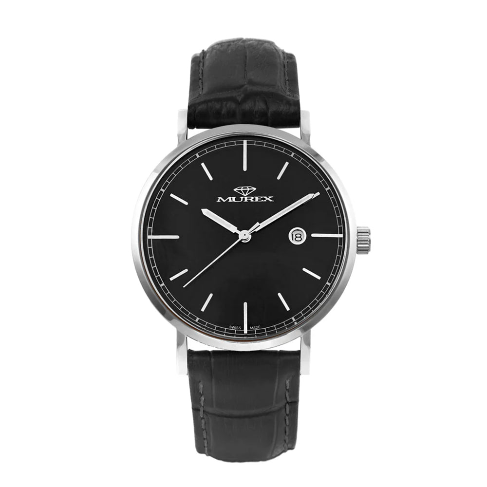 ساعة موريكس الرجالية بحركة كوارتز ولون مينا أسود - MUR-0221