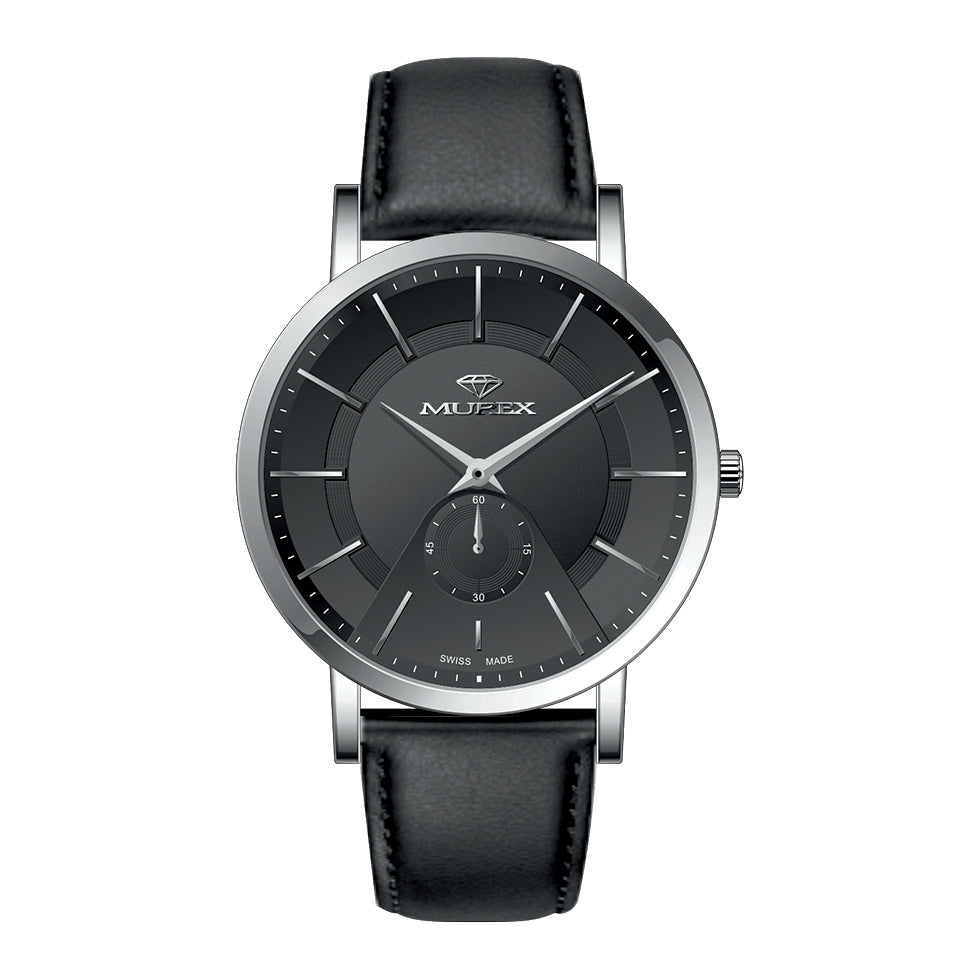 ساعة موريكس الرجالية بحركة كوارتز ولون مينا أسود - MUR-0208