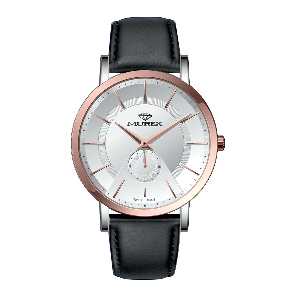 ساعة موريكس الرجالية بحركة كوارتز ولون مينا أبيض - MUR-0212