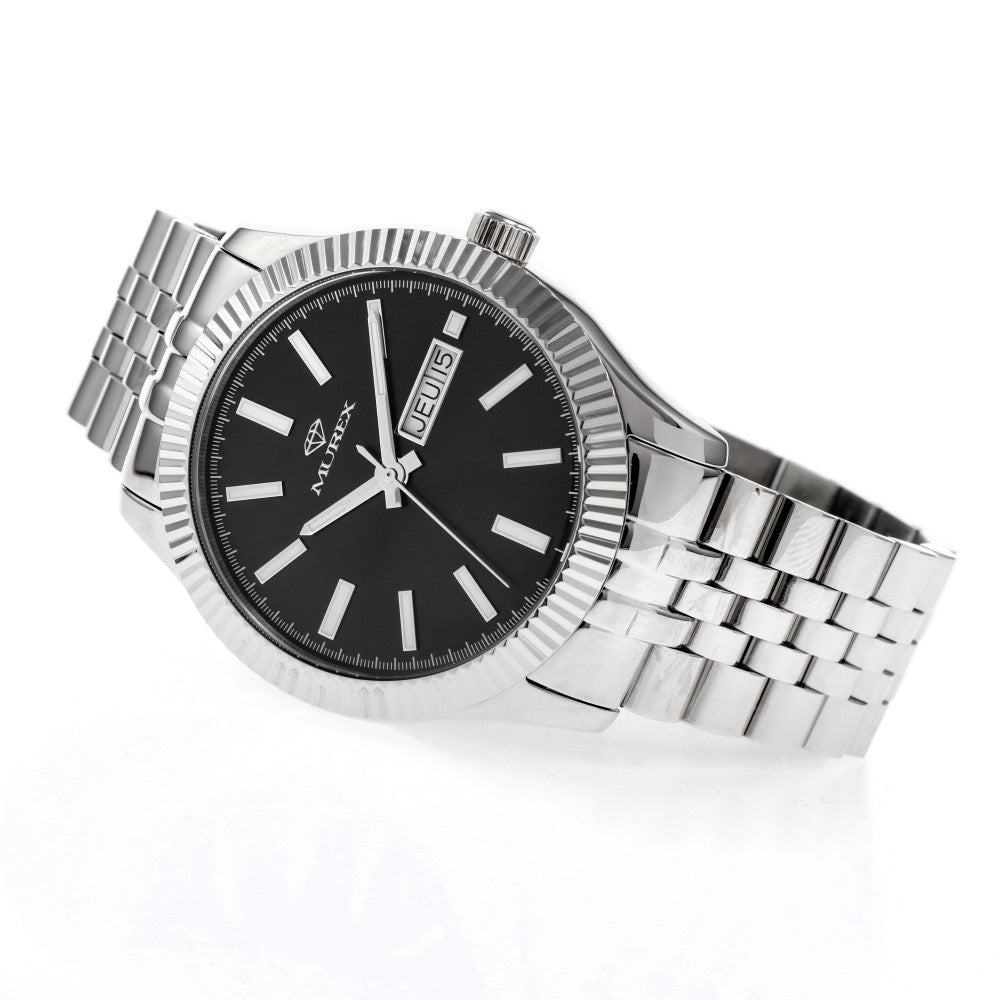 ساعة موريكس الرجالية بحركة كوارتز ولون مينا أسود - MUR-0040