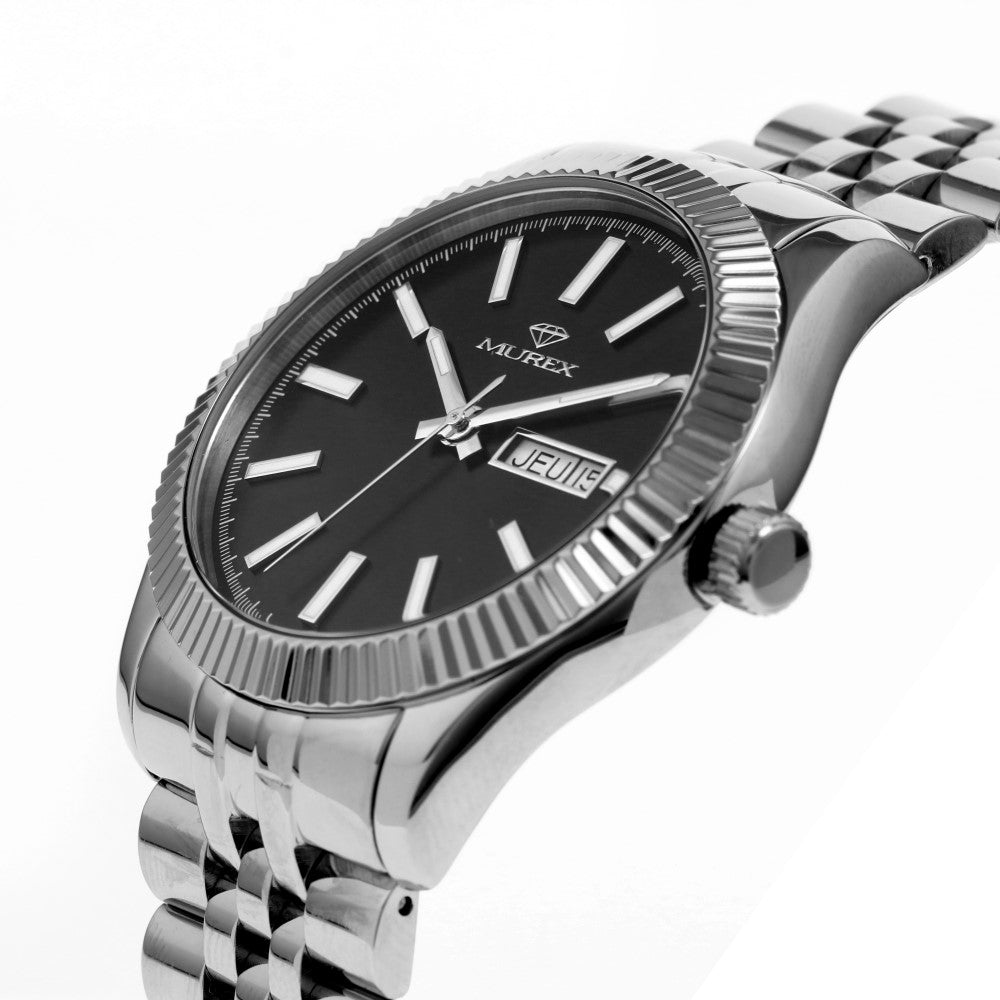 ساعة موريكس الرجالية بحركة كوارتز ولون مينا أسود - MUR-0040