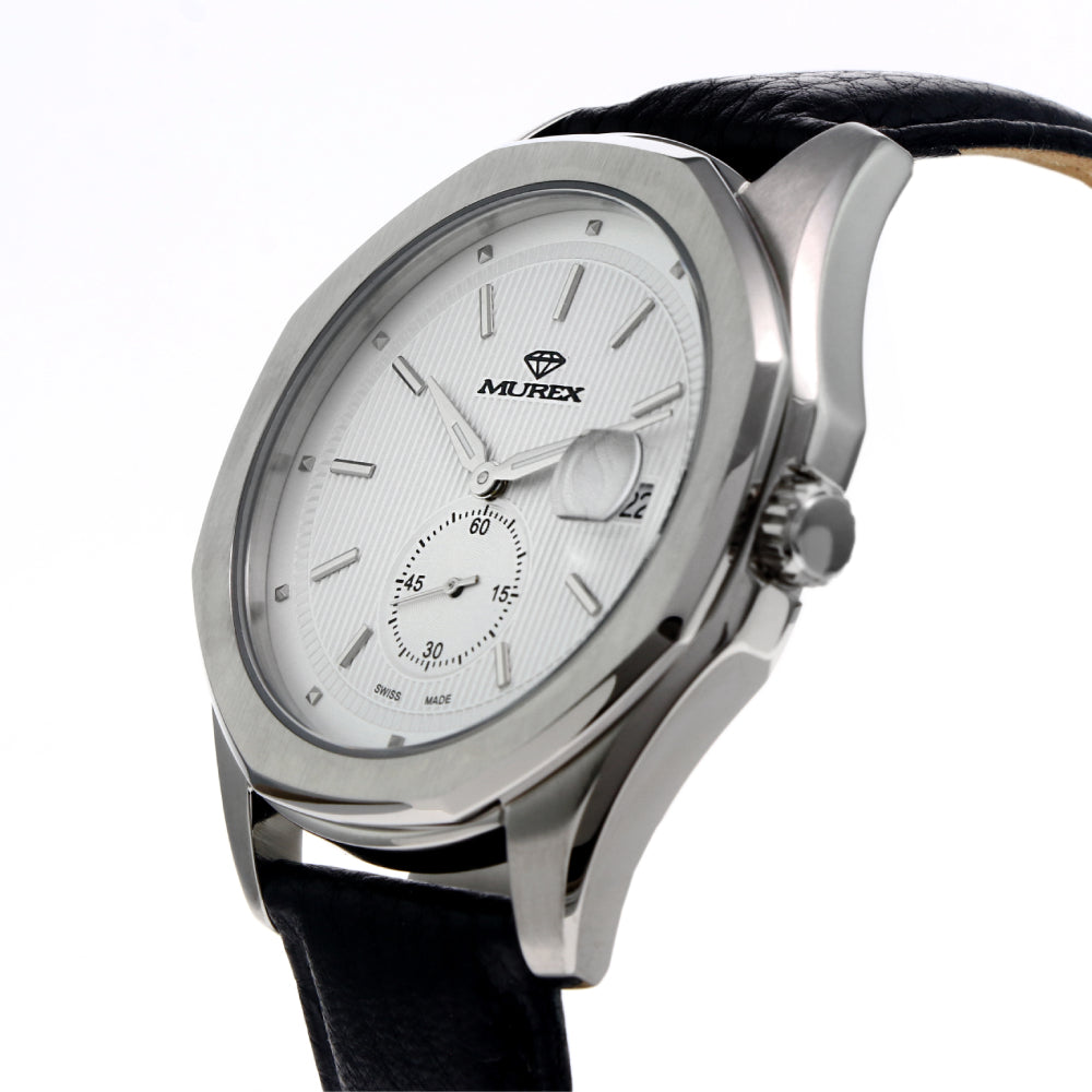 ساعة موريكس الرجالية بحركة كوارتز ولون مينا أبيض - MUR-0007