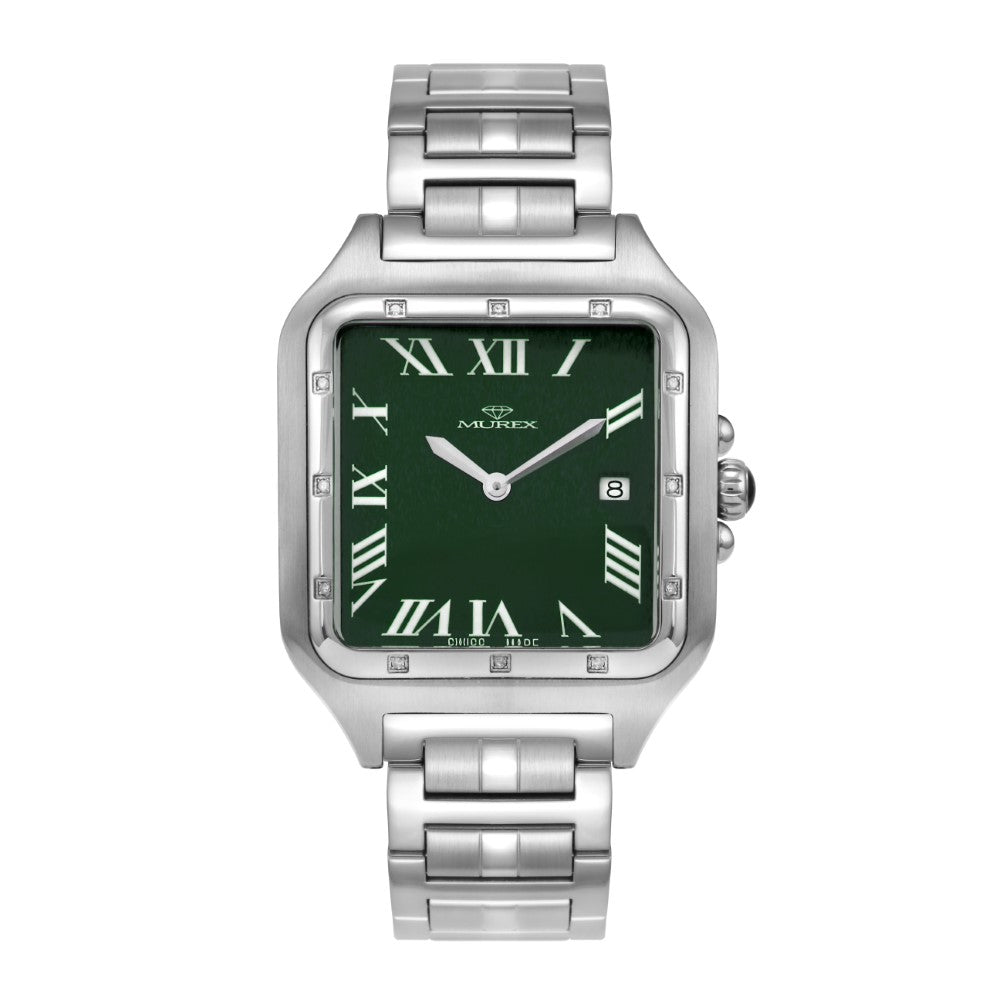 ساعة موريكس الرجالية بحركة كوارتز ولون مينا أخضر - MUR-0093 (12/D 0.07CT)