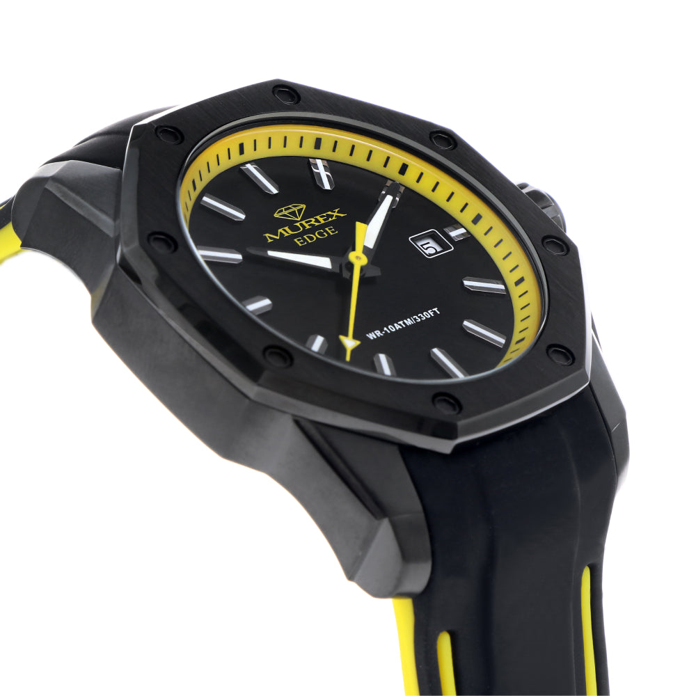 ساعة موريكس الرجالية بحركة كوارتز ولون مينا أصفر وأسود - MUR-0048