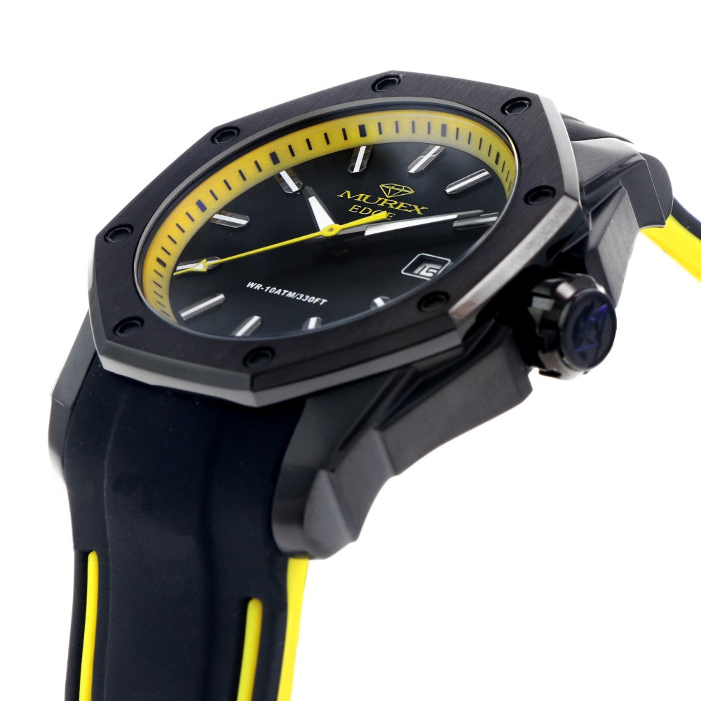 ساعة موريكس الرجالية بحركة كوارتز ولون مينا أصفر وأسود - MUR-0048