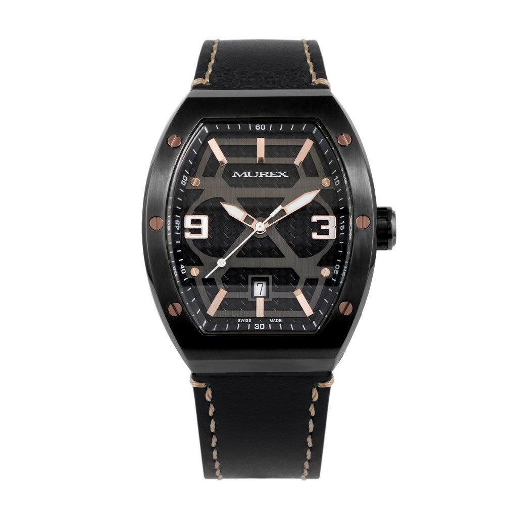 ساعة موريكس الرجالية بحركة كوارتز ولون مينا أسود - MUR-0054