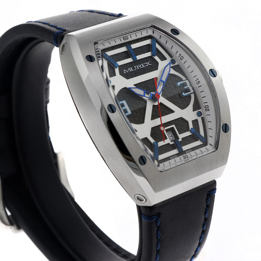 ساعة موريكس الرجالية بحركة كوارتز ولون مينا أسود وأبيض - MUR-0055