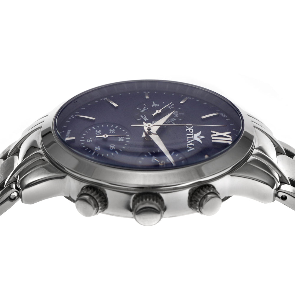 ساعة أوبتيما الرجالية السويسرية بحركة كوارتز ولون مينا أزرق - OPT-0005