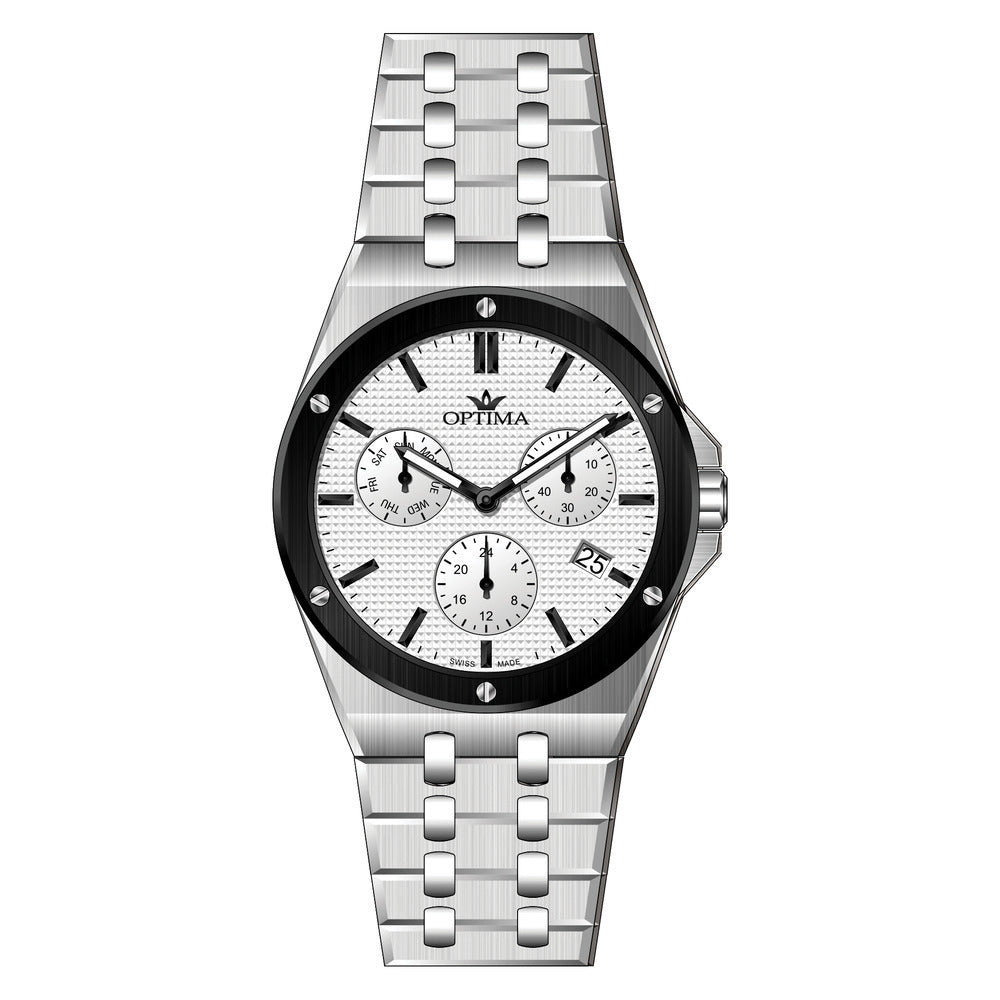 ساعة أوبتيما الرجالية بحركة كوارتز ولون مينا أبيض - OPT-0126