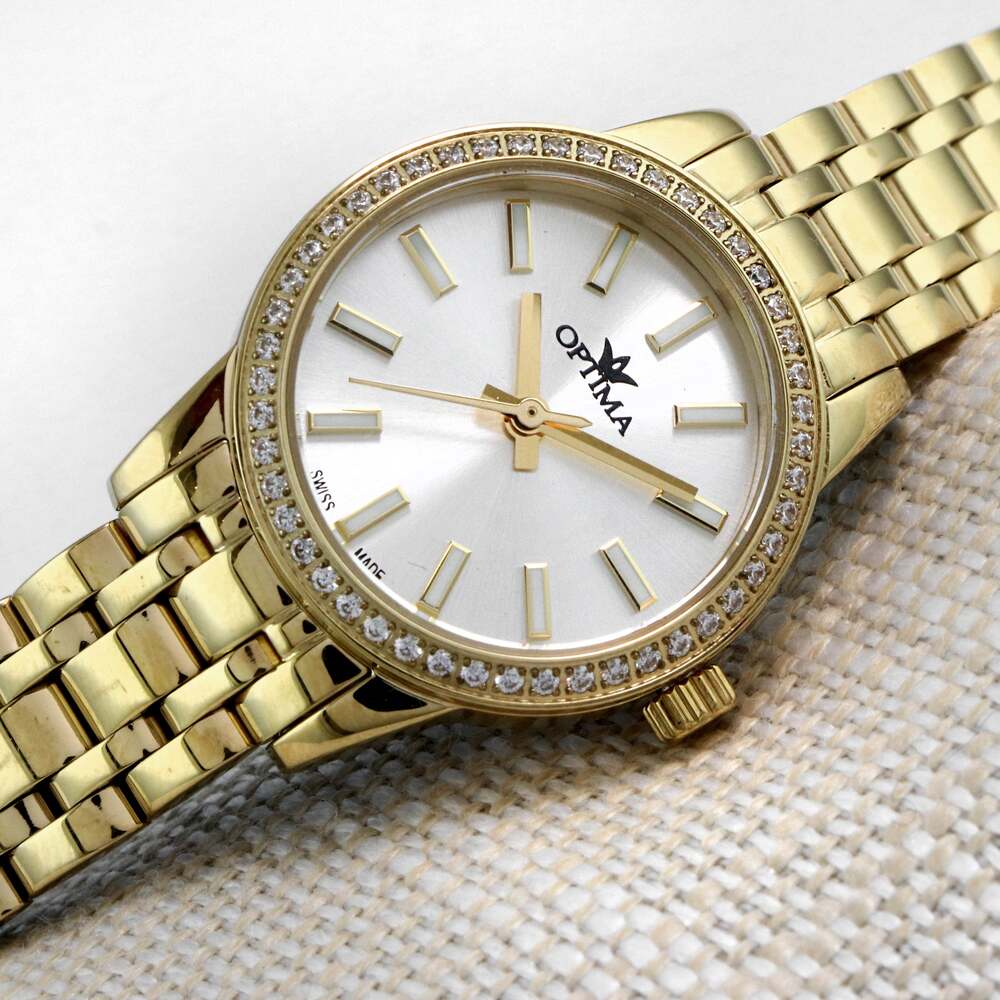 ساعة أوبتيما النسائية بحركة كوارتز ولون مينا أبيض - OPT-0104