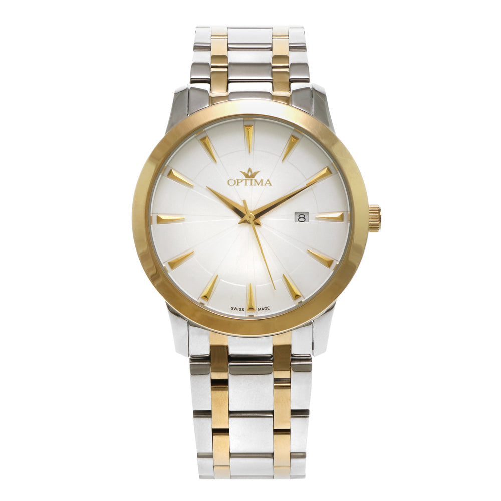 ساعة أوبتيما الرجالية السويسرية بحركة كوارتز ولون مينا أبيض - OPT-0038