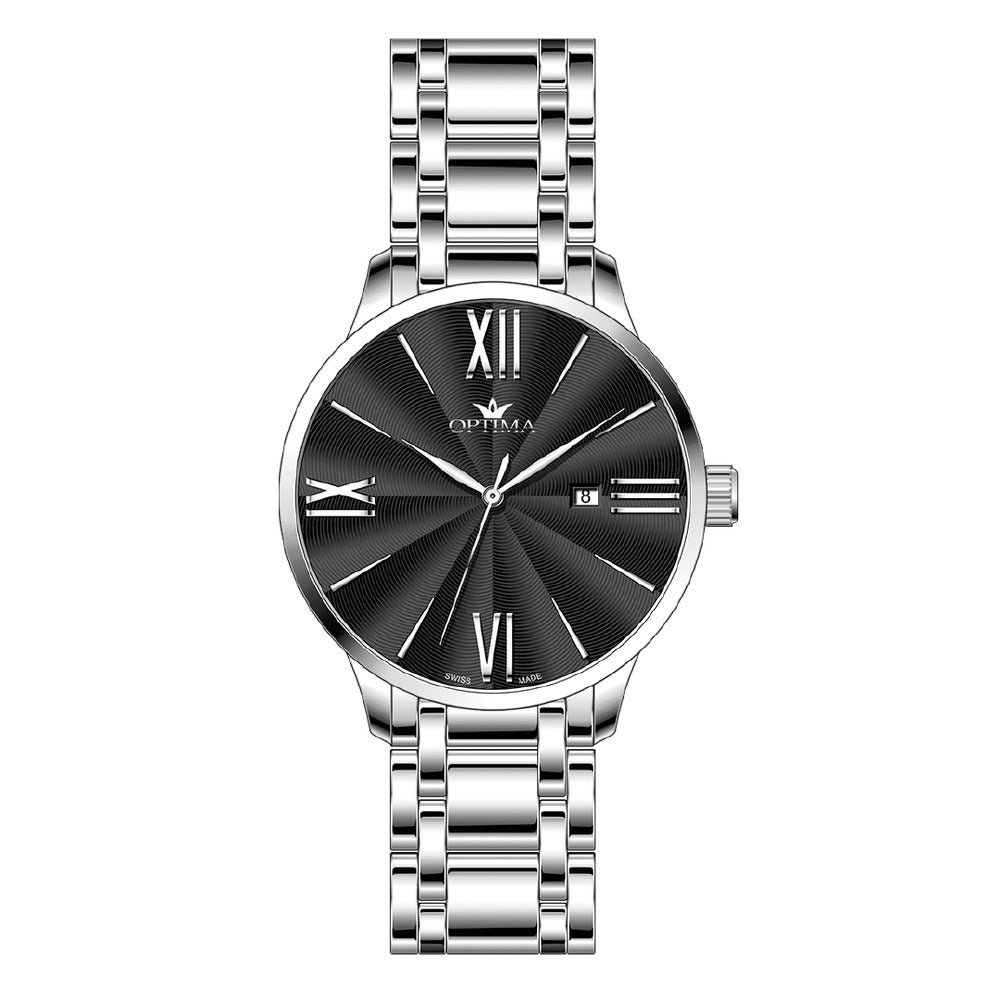 ساعة أوبتيما الرجالية بحركة كوارتز ولون مينا أسود - OPT-0130