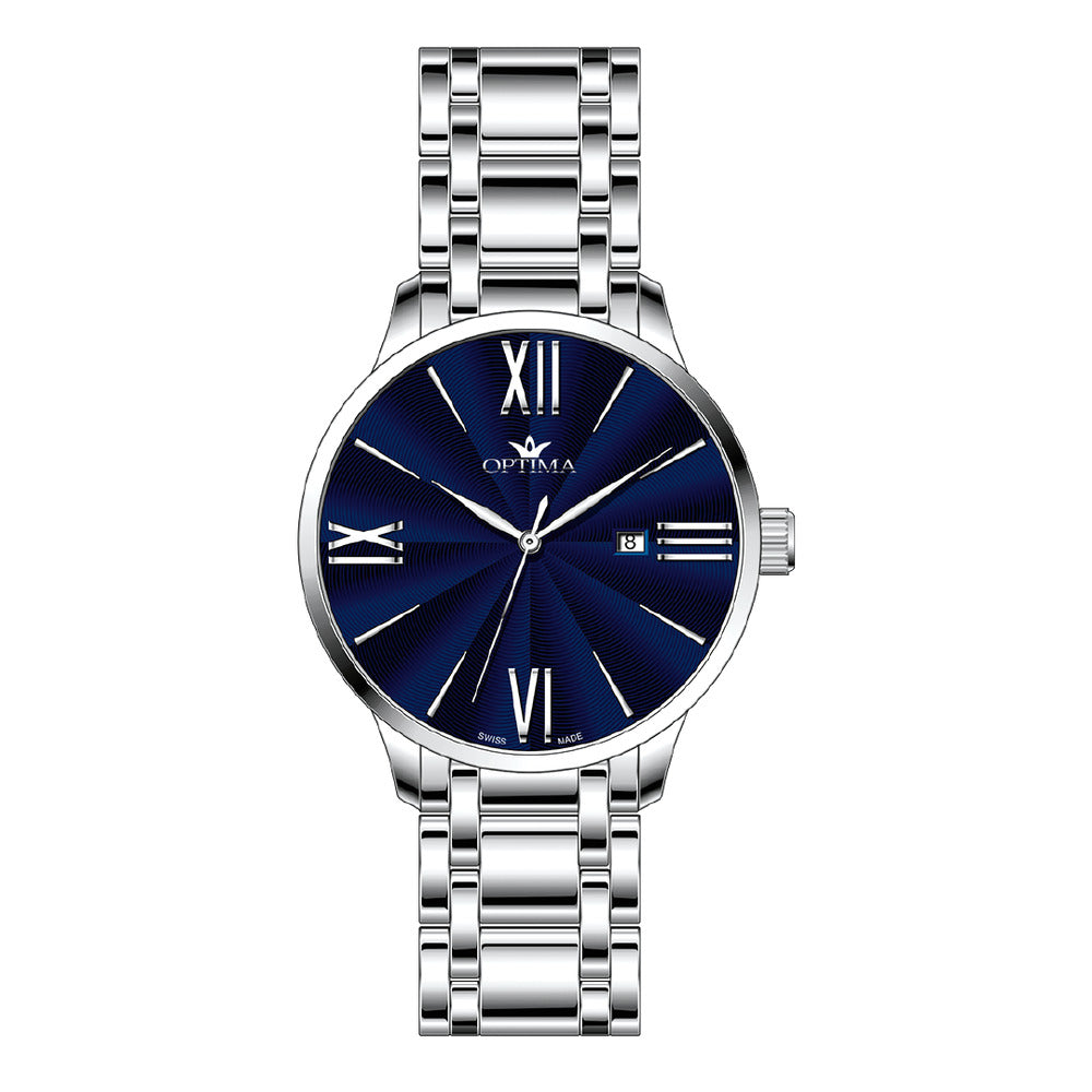 Optima men s watch with quartz movement and blue dial OPT 0132