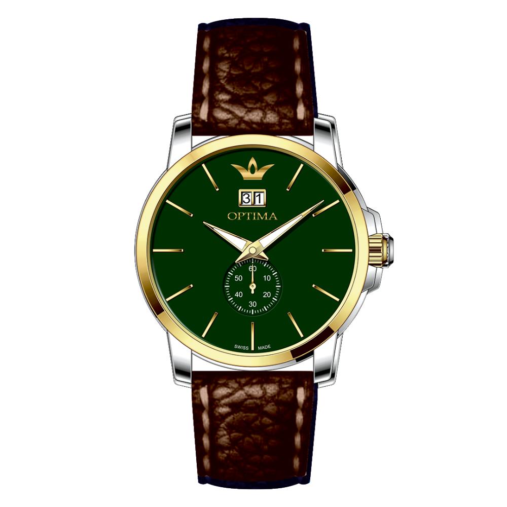 ساعة أوبتيما الرجالية بحركة كوارتز ومينا أخضر – OPT-0076