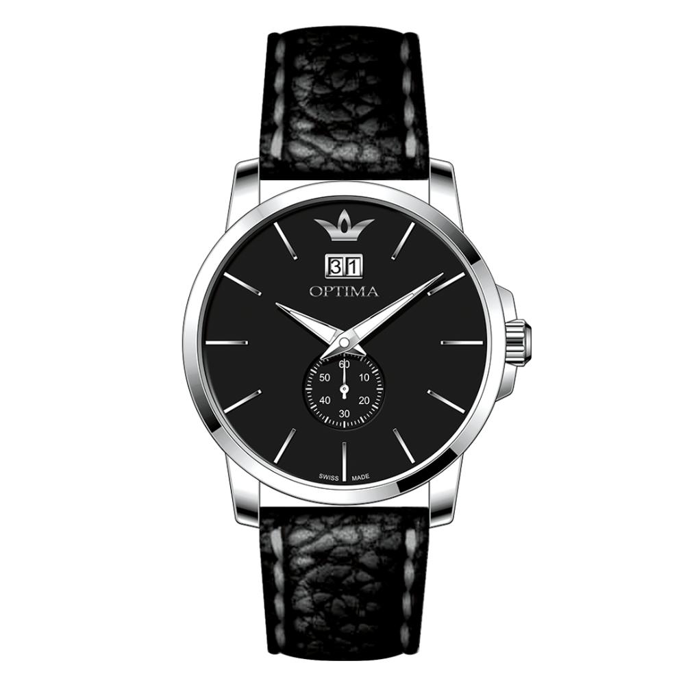 ساعة أوبتيما الرجالية بحركة كوارتز ومينا أسود – OPT-0078