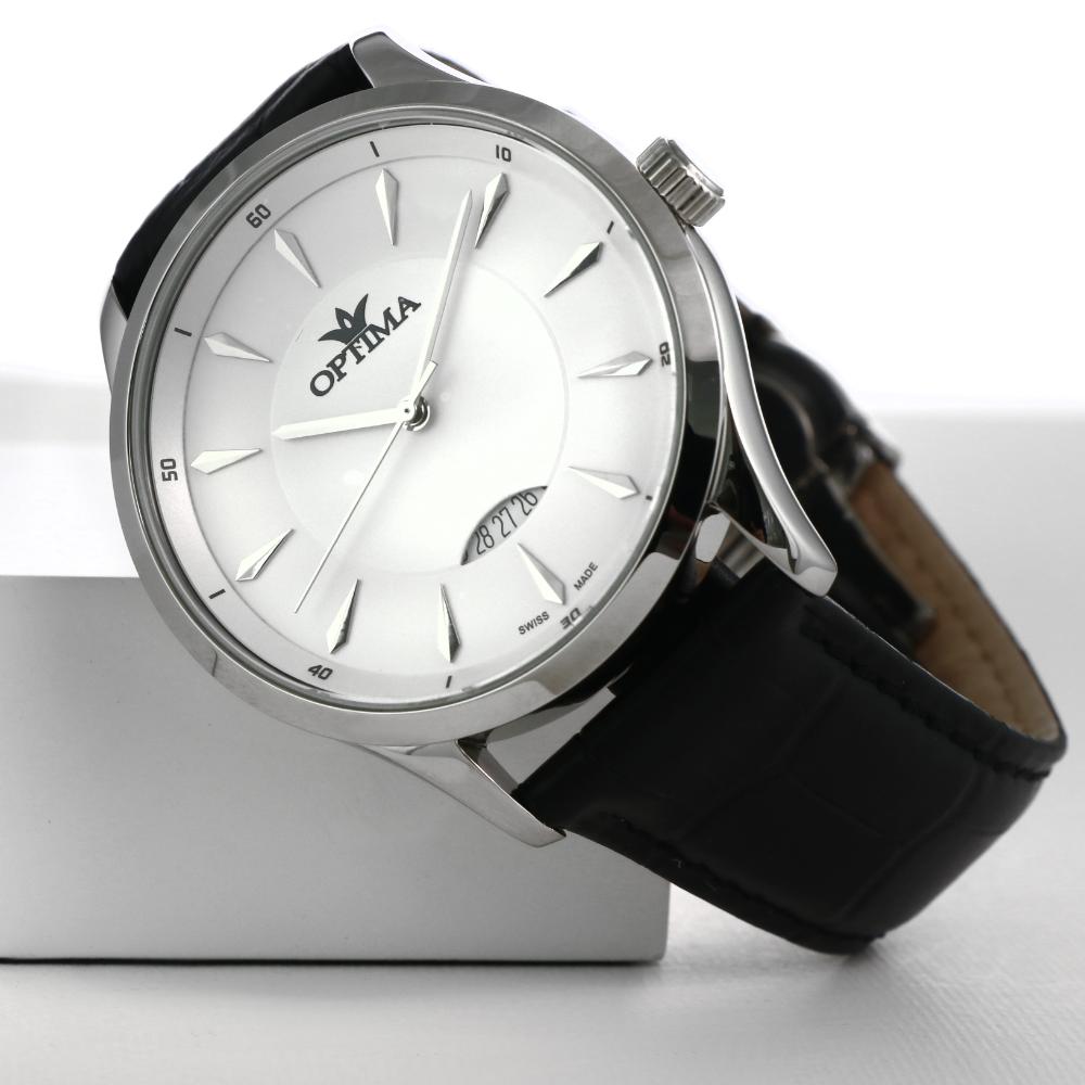 ساعة أوبتيما الرجالية بحركة كوارتز ومينا أبيض – OPT-0073