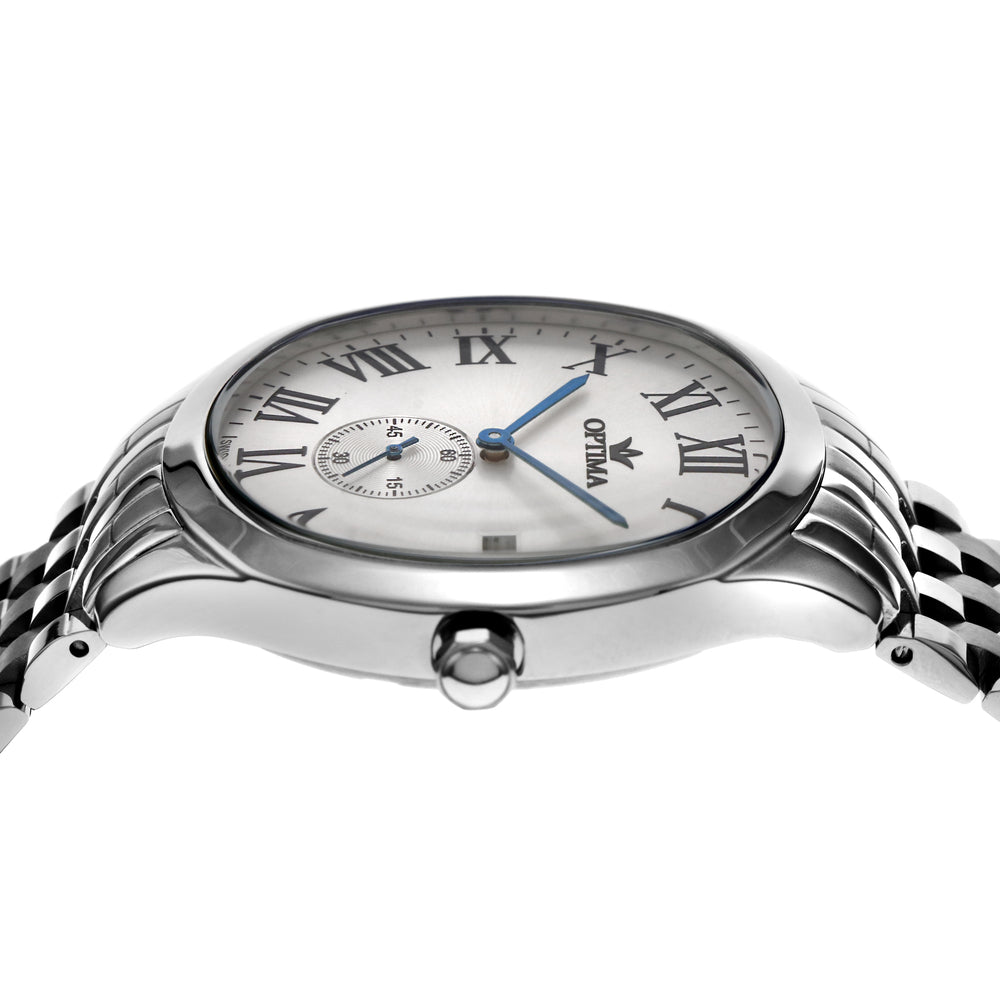 ساعة أوبتيما الرجالية السويسرية بحركة كوارتز ولون مينا أبيض - OPT-0059