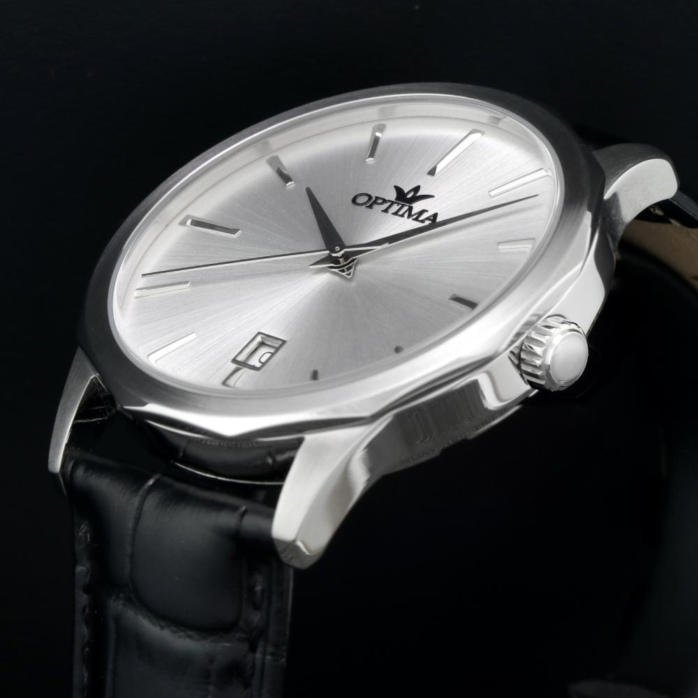 ساعة أوبتيما الرجالية بحركة كوارتز ومينا أبيض – OPT-0094