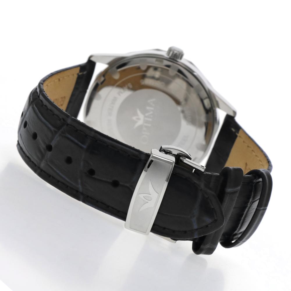 ساعة أوبتيما الرجالية بحركة كوارتز ومينا أبيض – OPT-0094