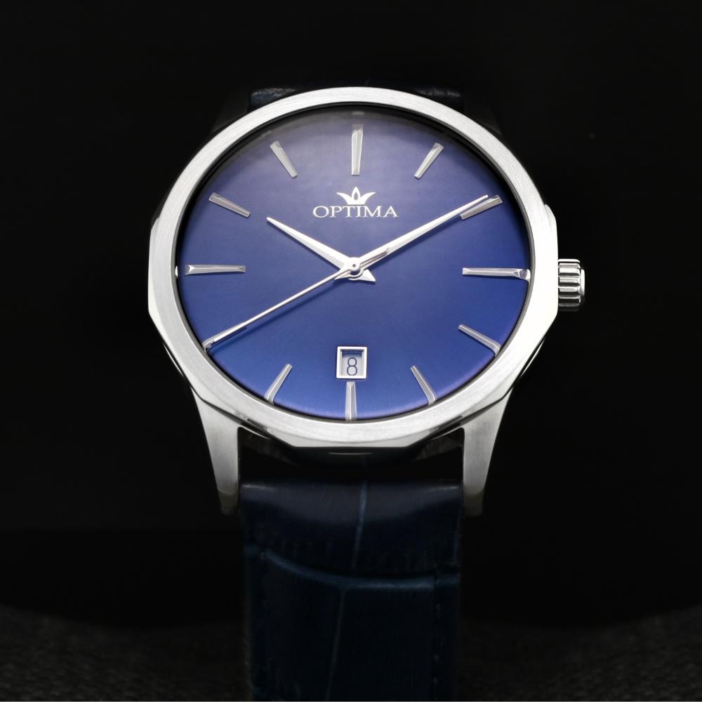 ساعة أوبتيما الرجالية بحركة كوارتز ومينا أزرق – OPT-0096