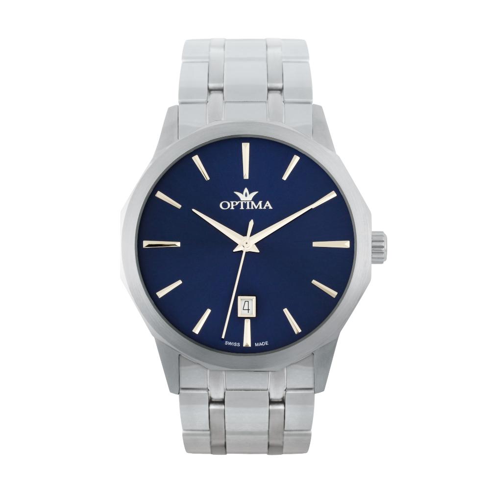 ساعة أوبتيما الرجالية بحركة كوارتز ومينا أزرق – OPT-0097