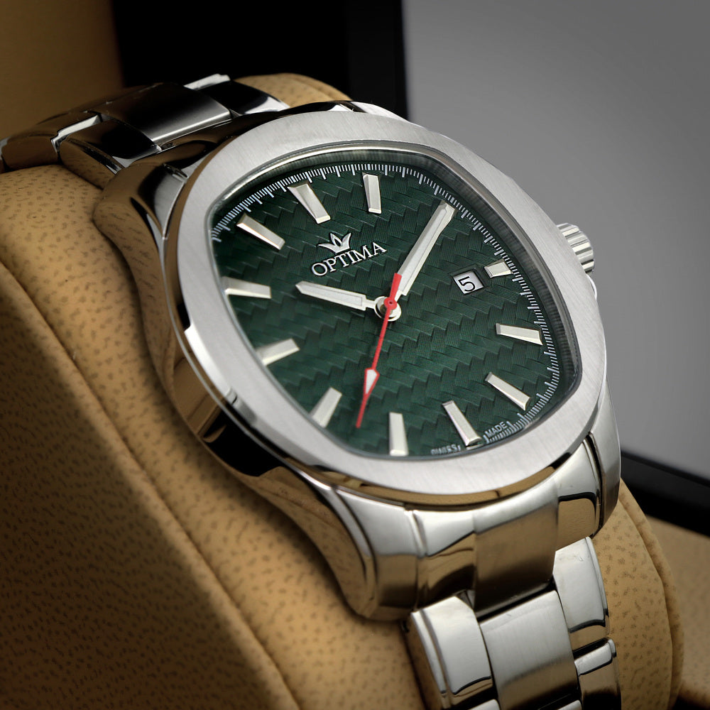 ساعة أوبتيما الرجالية بحركة كوارتز ولون مينا أخضر - OPT-0120